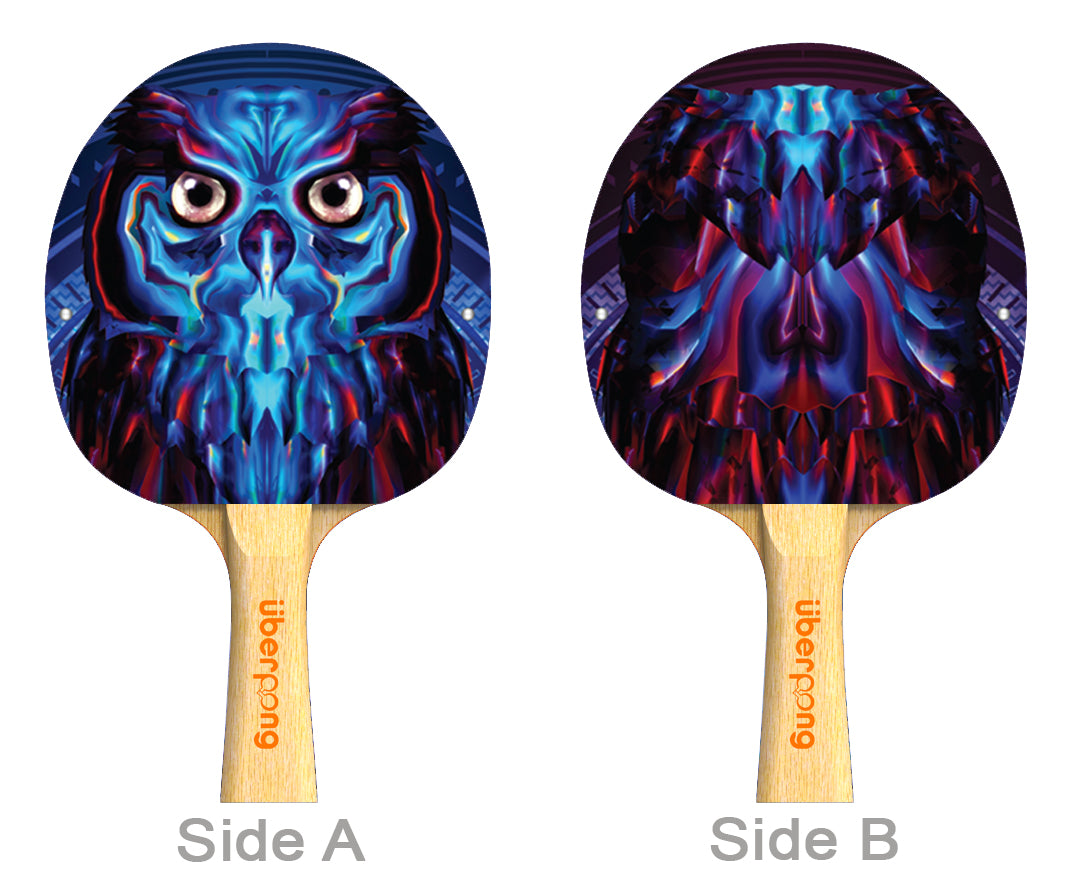 Electric Owl Designer Ping Pong Paddle