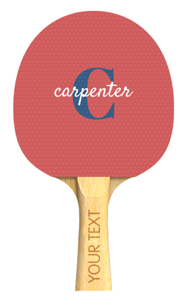 Custom Solid Color Ping Pong Paddle - Name Over Initial - Side B View