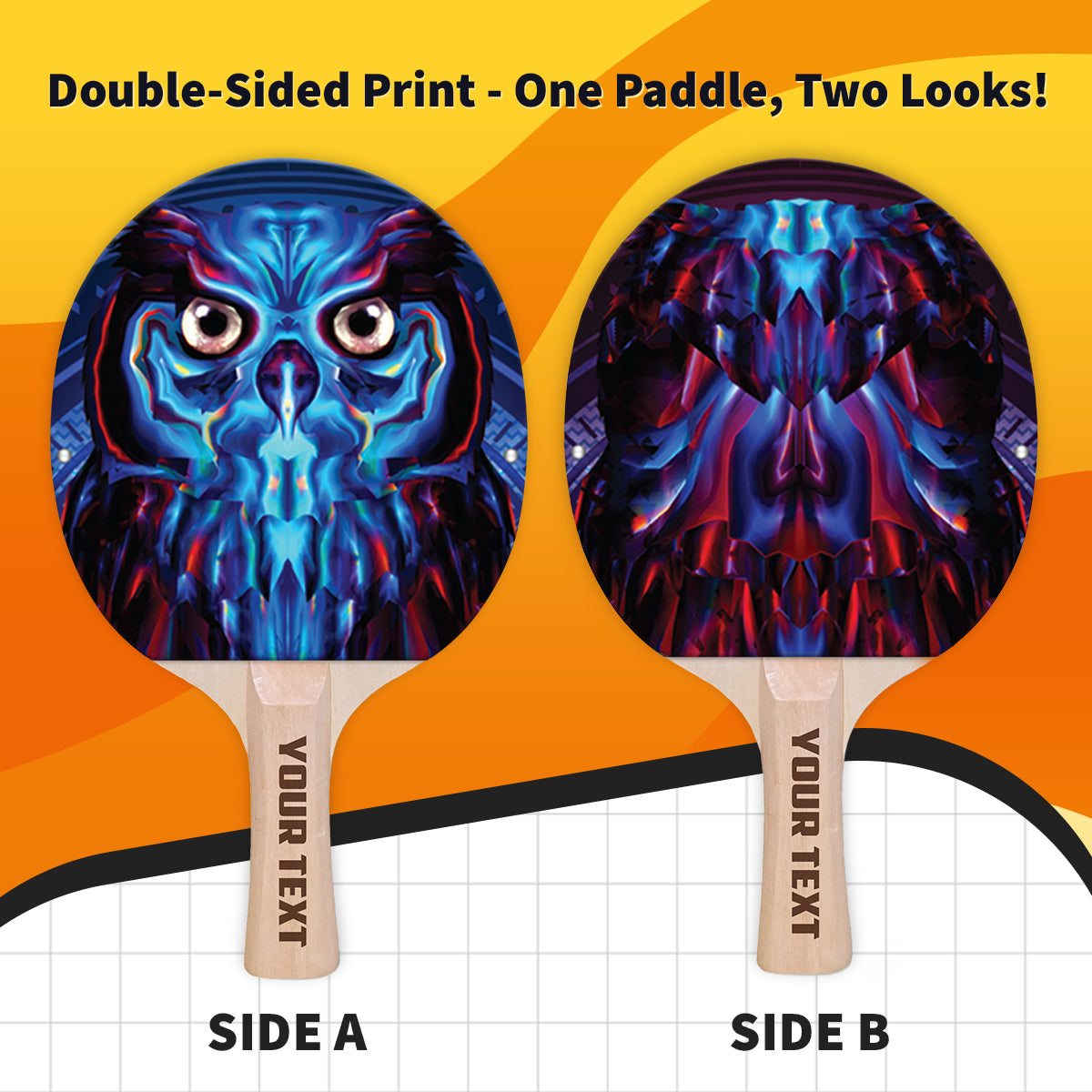 Electric Owl Designer Ping Pong Paddle