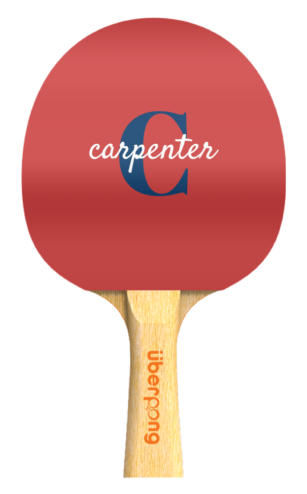 Custom Solid Color Ping Pong Paddle - Name Over Initial - Side B View