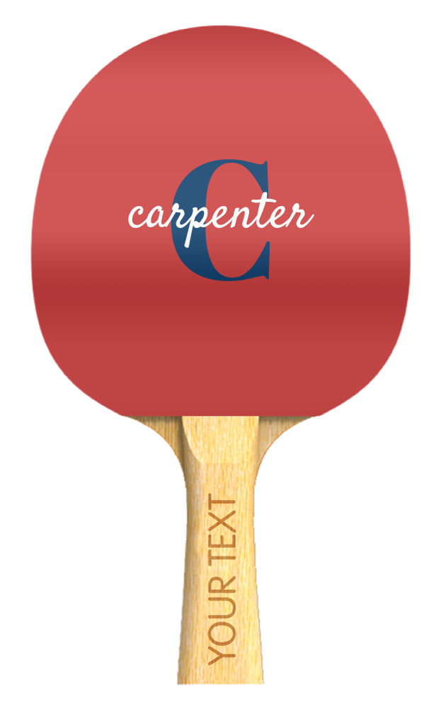 Custom Solid Color Ping Pong Paddle - Name Over Initial - Side A View